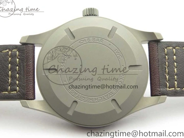 MIROTIME 0310 SmartChoice Mark XVIII IW327006 Titanium M+F 1:1 Best Edition Black Dial on Brown Leather Strap A 7145